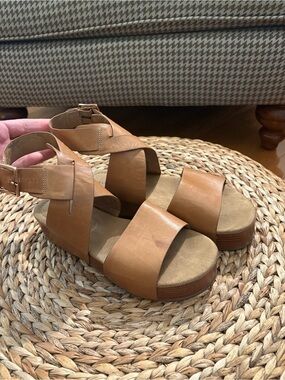 Kelsi Dagger Cognac Leather Platform Sandals